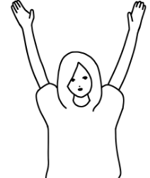 手を上げる女性